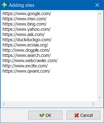 Group site addition SiteAnalyzer, group site addition