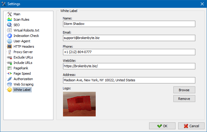 White Label Settings