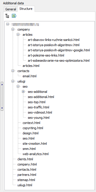 Site structure SiteAnalyzer, site structure