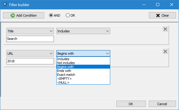 Detailed filtering SiteAnalyzer, Detailed filtering